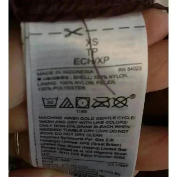 XS  Burgundy Gap Down Jacket - Picture 6 of 6